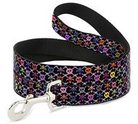 Buckle Down Pet Leash, 4 'x 1/5,1 cm, tête de Mort et Fleur de lys Noir/Multicolore