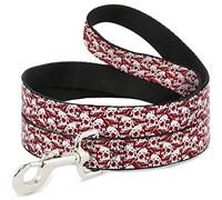 Buckle Down Pet Leash, 4 'x 1/5,1 cm, tête de Mort Yard Rouge/Blanc