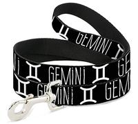 Buckle Down Pet Leash, 4 'x 1/5,1 cm, Zodiaque Gemini/Symbole Noir/Blanc