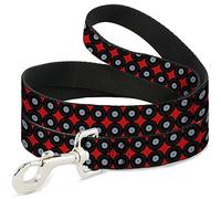 Buckle Down Pet Leash, 4 'x 2,5 cm, disques vinyles 2-Stripe Rouge/Noir/Gris