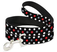 Buckle Down Pet Leash, 4 'x 2,5 cm, disques vinyles empilés Noir/Gris/Rouge/Blanc