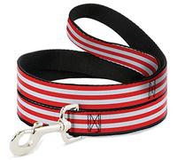 Buckle Down Pet Leash, 4 'x 2,5 cm, Triple à Rayures Blanc/Rouge