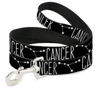 Buckle Down Pet Leash, 4 'x 2,5 cm, Zodiaque Cancer/Constellation Noir/Blanc