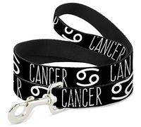 Buckle Down Pet Leash, 4 'x 2,5 cm, Zodiaque Cancer/Symbole Noir/Blanc