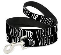 Buckle Down Pet Leash, 4 'x 2,5 cm, Zodiaque Virgo/Symbole Noir/Blanc