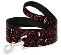 Buckle Down Pet Leash, 4 'x 3,8 cm, Floral Cachemire 3 Noir/Rouge/Gris/Blanc