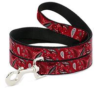 Buckle Down Pet Leash, 4 'x 3,8 cm, Floral Cachemire 3 Rouge/Noir/Gris/Blanc
