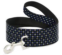 Buckle Down Pet Leash, 4 'x 3,8 cm, Mini Pois Noir/Bleu/Gris