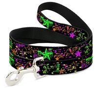 Buckle Down Pet Leash, 4 'x 3,8 cm, Nautique étoile Splatter Noir/Fluo