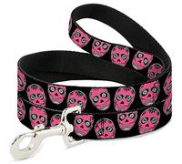 Buckle Down Pet Leash, 4 'x 3,8 cm, Sucre crânes Noir/Blanc/Fuchsia
