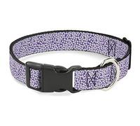 Buckle Down Petites Fleurs Lavande/Blanc/Noir Plastique Clip Collier, 2,5 cm Wide-Fits 15-66 cm Neck-Large