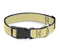 Buckle Down Petites Fleurs Yellowith Blanc/Marron Plastique Clip Collier, 2,5 cm Wide-Fits 11-43,2 cm Neck-Medium