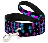 Buckle Down "Pixilated Checker Noir/Fuchsia/Turquoise Pet Leash, 6 'x 1/5,1 cm