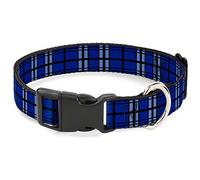 Buckle Down Plaid Bleu/Gris/Noir Collier de Clip en Plastique, 1/5,1 cm Wide-Fits 6-22,9 cm Neck-Small