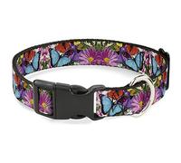 Buckle Down Plastique Clip Collier - Vivid Butterfly Garden - 1/5,1 cm de Large - Compatible avec 9-38,1 cm Cou - Large