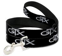Buckle Down "Plymouth GTX Emblème Noir/Argent Fade/Blanc Pet Leash, 6 'x 1/5,1 cm