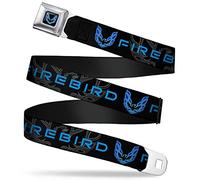 Buckle-Down Pontiac Firebird Ceinture de sécurité avec Logo Noir/Bleu, Multicolore, 1.5" Wide-24-38 inches in Length Mixte