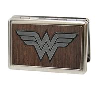 Buckle-Down Porte-cartes de visite - Logo Wonder Woman Marqueterie Noyer/Métal - Grand format