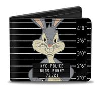 Buckle-Down Portefeuille à Deux Volets pour Homme Bugs Bunny, Noir et Blanc, 4.0" x 3.5"