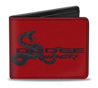 Buckle-Down Portefeuille Dodge à deux volets, logo Dodge Viper Snake rouge, noir, gris, cuir végétalien