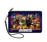 Buckle-Down Portefeuille GI Joe, pochette zippée, GI Joe Universe Agents Explosion Group Pose et logo Bleu, toile, bleu, LARGE, Décontracté
