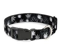 Buckle Down Pot Feuilles/fumé Noir/Gris/Blanc Plastique Clip Collier, 3,8 cm X 16-58,4 cm/Medium