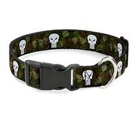 Buckle-Down Punisher Logo4 Collier à Clip en Plastique Empilé/Repeat Camo Olive/Blanc