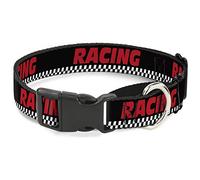 Buckle Down Racing avec Checker Noir/Blanc/Rouge Martingale Collier de Chien, 3,8 cm Wide-Fits 18-81,3 cm Neck-Large