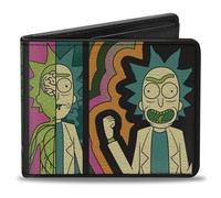 Buckle-Down Rick and Morty Portefeuille à deux volets en cuir végétalien Noir Multicolore