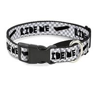 Buckle Down Ride Me Skateboard avec Mini Checker Blanc/Gris/Noir Collier de Chien, 3,8 cm Wide-Fits 13-45,7 cm Neck-Small