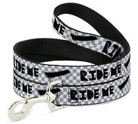 Buckle Down "Ride Me Skateboard W/Mini Checker Blanc/Gris/Noir Pet Leash, 6 'x 1/5,1 cm