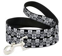 Buckle Down "Robot Têtes Checkers Noir/Blanc Pet Leash, 6 'x 1/5,1 cm