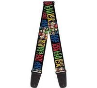 Buckle-down Sangle de guitare 2.0" Wide JUSTICE LEAGUE OF AMERICA w/Superhero Blocks Black/Multi Color Justice ligue de l'Amérique w / super-héros blocs noir / multi couleur