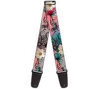 Buckle-down Sangle de guitare 34-60" Flowers w/Filigree Pink