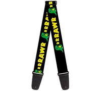 Buckle-down Sangle de guitare RRRAWR Dinosaur Black/Green/Yellow