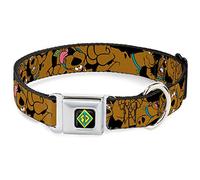 Buckle-Down Scooby Doo Collier pour Chien avec Boucle pour Ceinture de sécurité Noir 38,1 à 66,2 cm