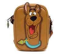Buckle-Down Scooby Doo Sac à bandoulière, Scooby Doo visage souriant et à pois, marron, cuir végétalien, marron, 8.0" x 6.0"