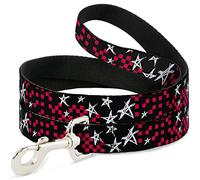 Buckle Down "Sketch étoiles W/Dames Noir/Fuchsia/Blanc Pet Leash, 6 'x 3,8 cm