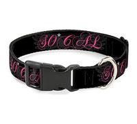 Buckle Down So Cal Script/Ailes Noir/Gris/Rose Plastique Pince à Collier, 3,8 cm Wide-Fits 16-58,4 cm Neck-Medium