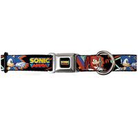 Buckle Down "Sonic Mania Sonic/Tails/Phalanges Pose Noir/Multicolore Ceinture de sécurité Collier de Chien, 2,5 cm X 15-66 cm/L