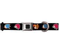 Buckle Down "Sonic Mania Sonic/Tails/Phalanges Profils Noir Ceinture de sécurité Collier de Chien, 3,8 cm X 13-45,7 cm/Petite