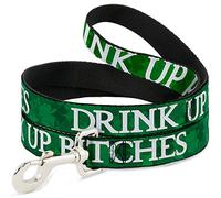 Buckle-Down St. Pat's Drink UP Bitches Laisse pour animal domestique Motif trèfle empilé Vert/blanc