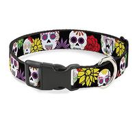Buckle Down Sucre crânes et Fleurs Noir/Multi Couleur Collier de Clip en Plastique, 1/5,1 cm Wide-Fits 9-38,1 cm Neck-Large