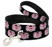 Buckle Down "Super Shield Hibiscus Noir/Rose Pet Leash, 6 'x 3,8 cm