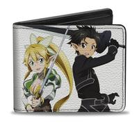 Buckle-Down Sword Art Online Portefeuille à deux volets en cuir vegan avec quatre personnages Blanc