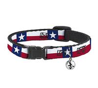 Buckle-Down Texas Flag Repeat Collier pour chat avec clochette, clip en plastique, facile à régler, 21,6 à 30,5 - 1,3 cm de large