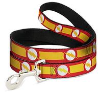 Buckle-Down The Flash Logo7 Laisse pour Chien Motif Rayures Rouge/Blanc/Jaune 1,2 m