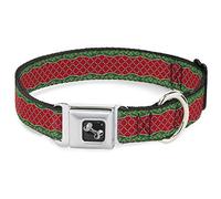 Buckle Down Vacances Bordure à Rayures Vert/Rouge Collier de Chien en Forme d'os, Large Petite/13-45,7 cm