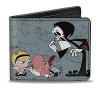 Buckle-Down Warner Bros. Animation Portefeuille à deux volets, The Grim Adventures of Billy Mandy Group Pose et Grim Gray, cuir végétalien, 4.0" x 3.5", Décontracté