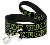 Buckle Down "You Only Live Once Noir/Vert Fluo Pet Leash, 6 'x 1/5,1 cm